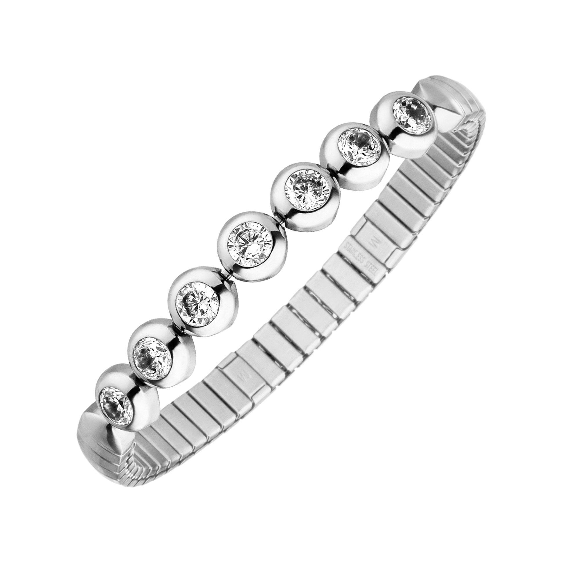 Bracelet magnétique argenté de style tennis