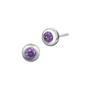 Boucles d'oreilles puces avec zircone couleur améthyste