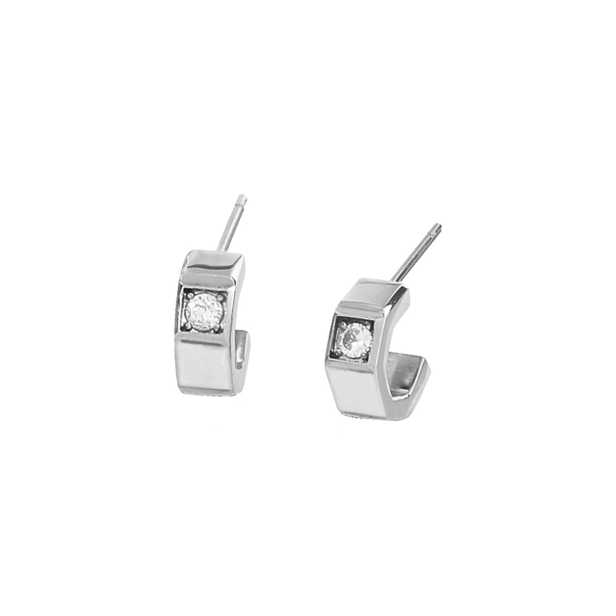 Boucles d'oreilles créoles Cube argentées