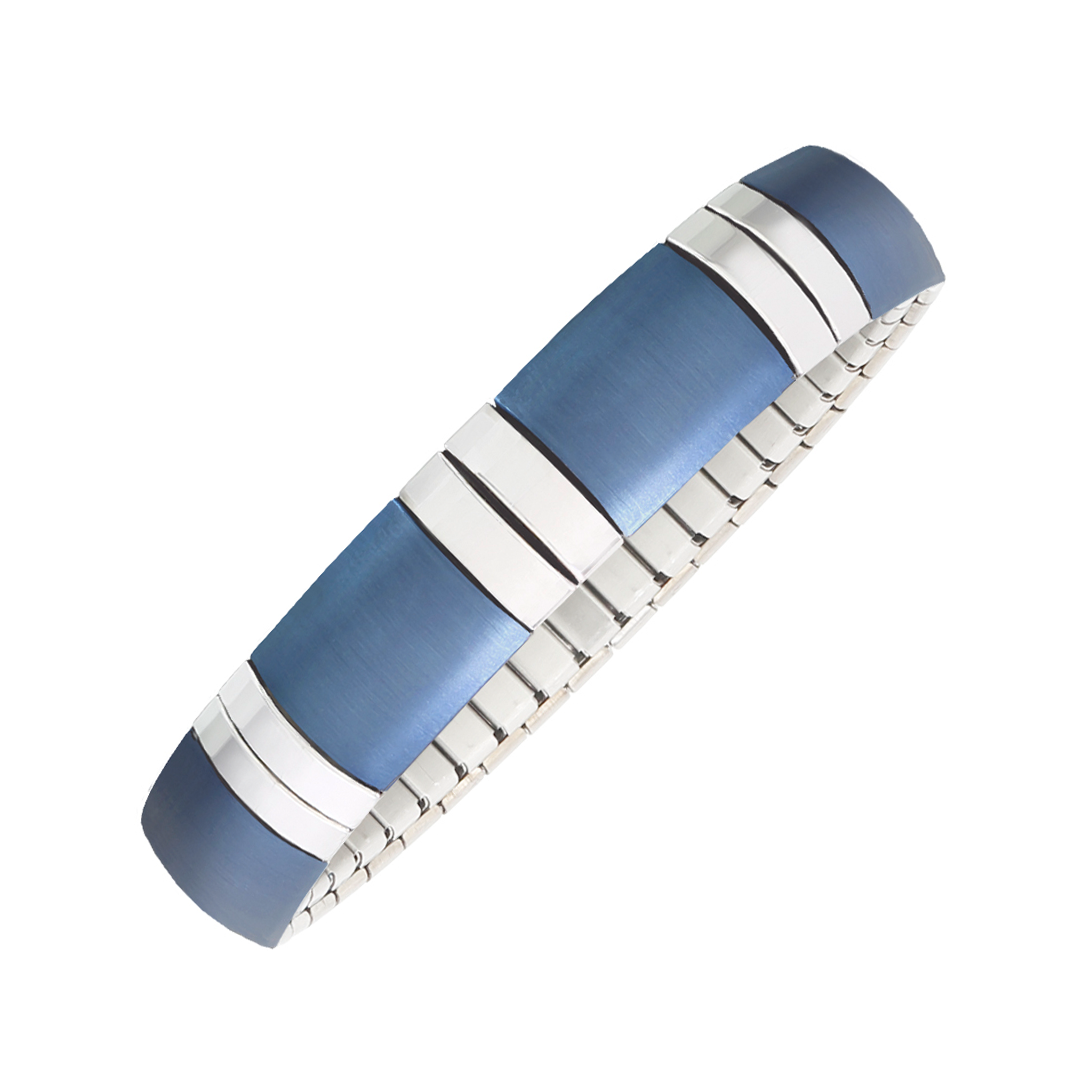 Bracelet flexible bleu argent