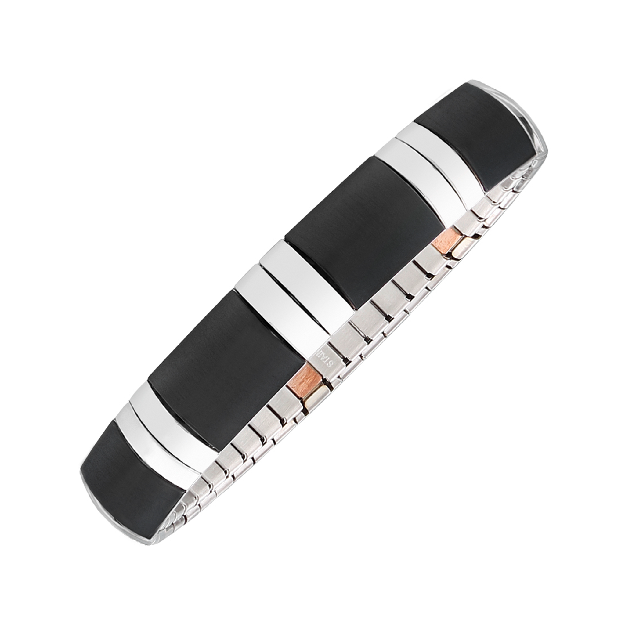 Bracelet flexible noir argent