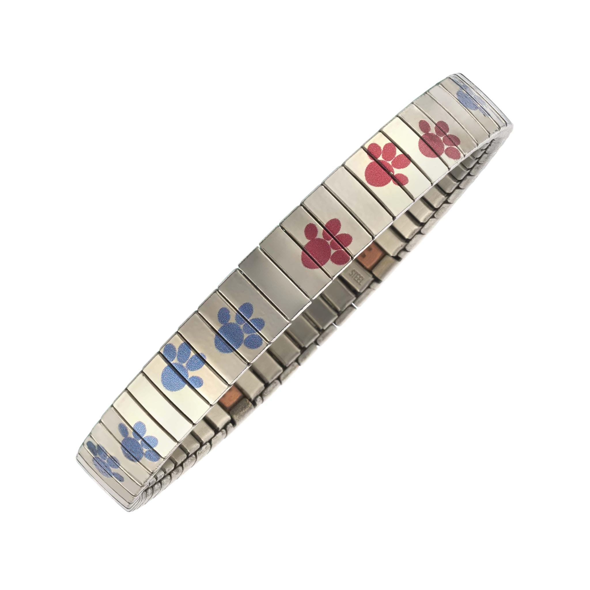 Bracelet flexible argenté à motif patte