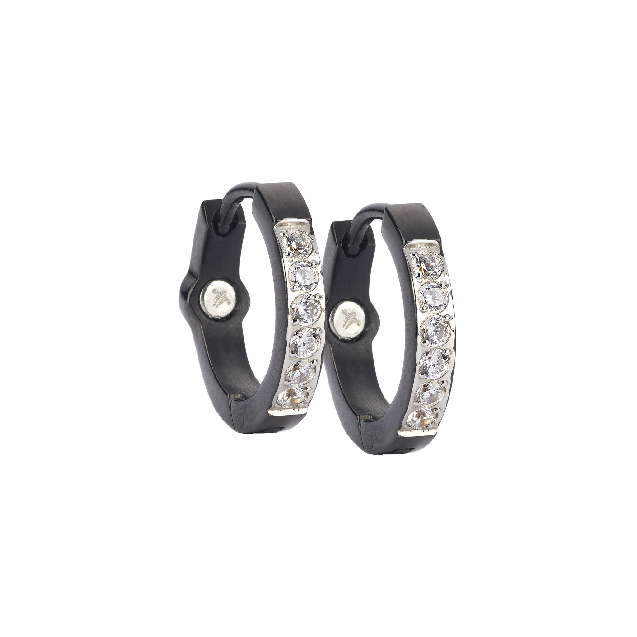 Boucles d'oreilles créoles Sparkle – Noires, 15 mm
