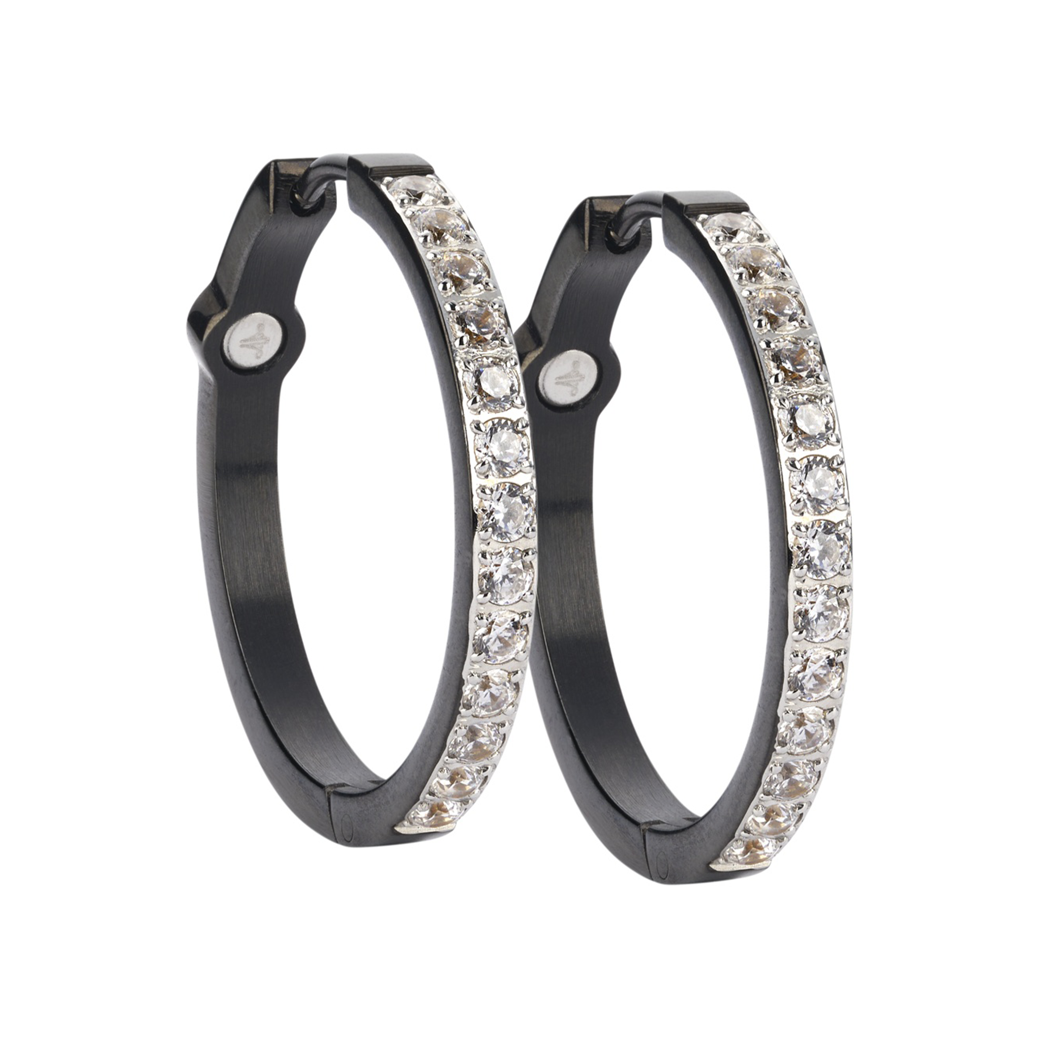 Boucles d'oreilles créoles Sparkle – Noires, 25 mm